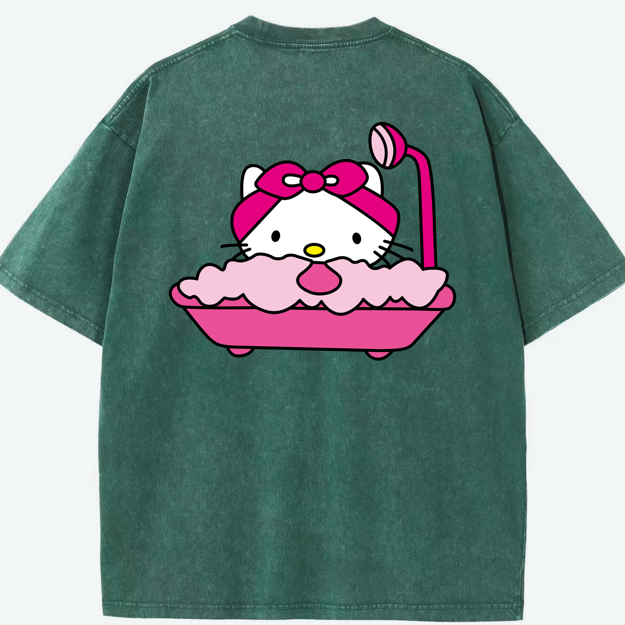 （画像用） Hello Kitty ハローキティ 綿100% ヴィンテージ風 半袖Tシャツ（背面プリント）